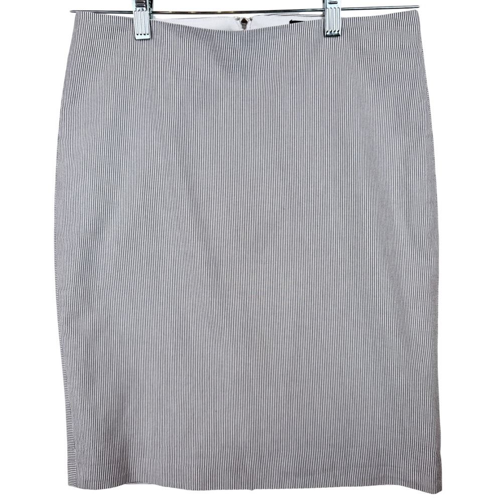 The Limited Size 4 Gray White Striped Pencil Skirt Cotton Lined Back Zip Office